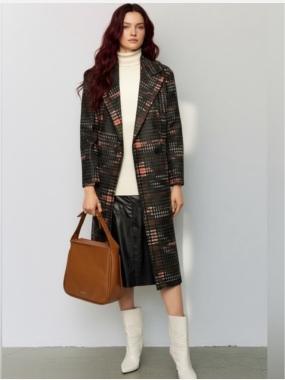 NWOT AllSaints 4 Lottie Camo Plaid Trench Coat Double Breasted Peacoat Jacket